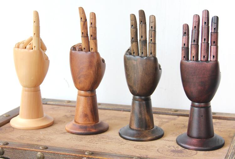 Mano de madera maniquí hombre mano maniquí conjunta para pulsera marioneta gafas joyería accesorios de pantalla de de una pieza B538A