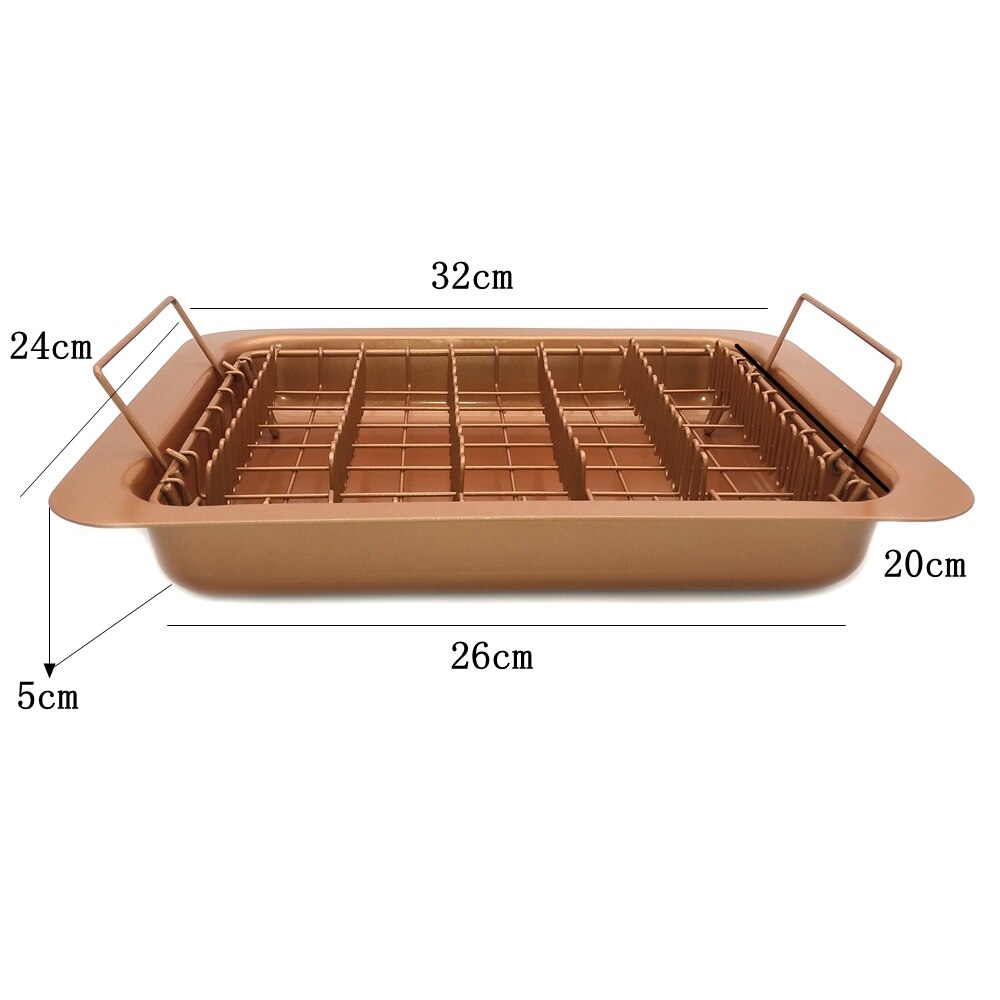 Sweettreats 2Pcs/Set Copper Non-Stick Bacon Rack And Oven Healthier Bacon Drip Rack Tray With Pan Easily Cook Up To 12 Strips