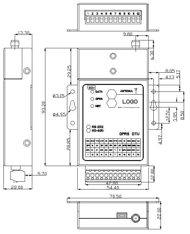 D560 Industrie Klasse GPRS DTU Serielle Hafen RS-232 zu Gprs MQTT IoT Wolke Plattform