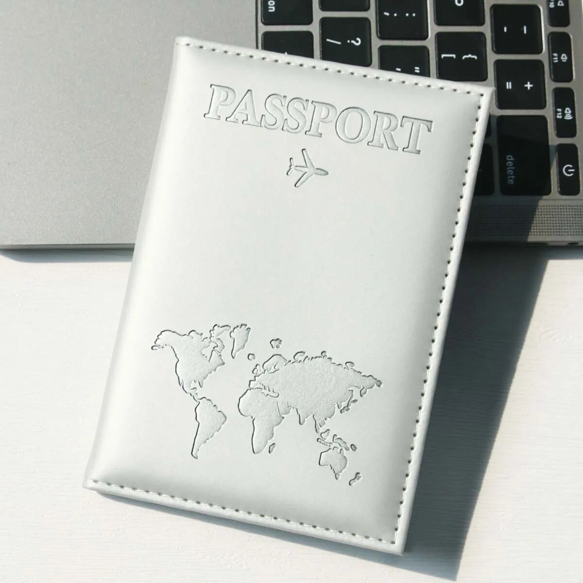 Passport Holder Map PU Passport Cover Travel Essential Cruise Must Have Passport Holders Slim and Portable for Travel: GRAY