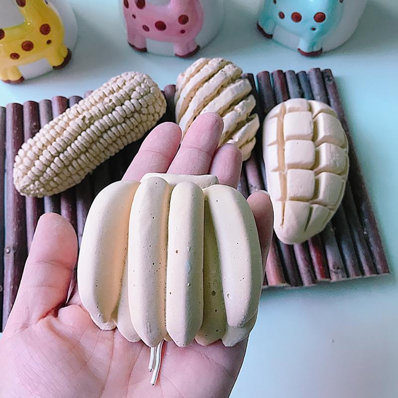 2PCS/Set Hamster Chew Toy Cute Fruits Shaped Hamster Grinding Stone Small Animal Chew Block Hamster Accessories