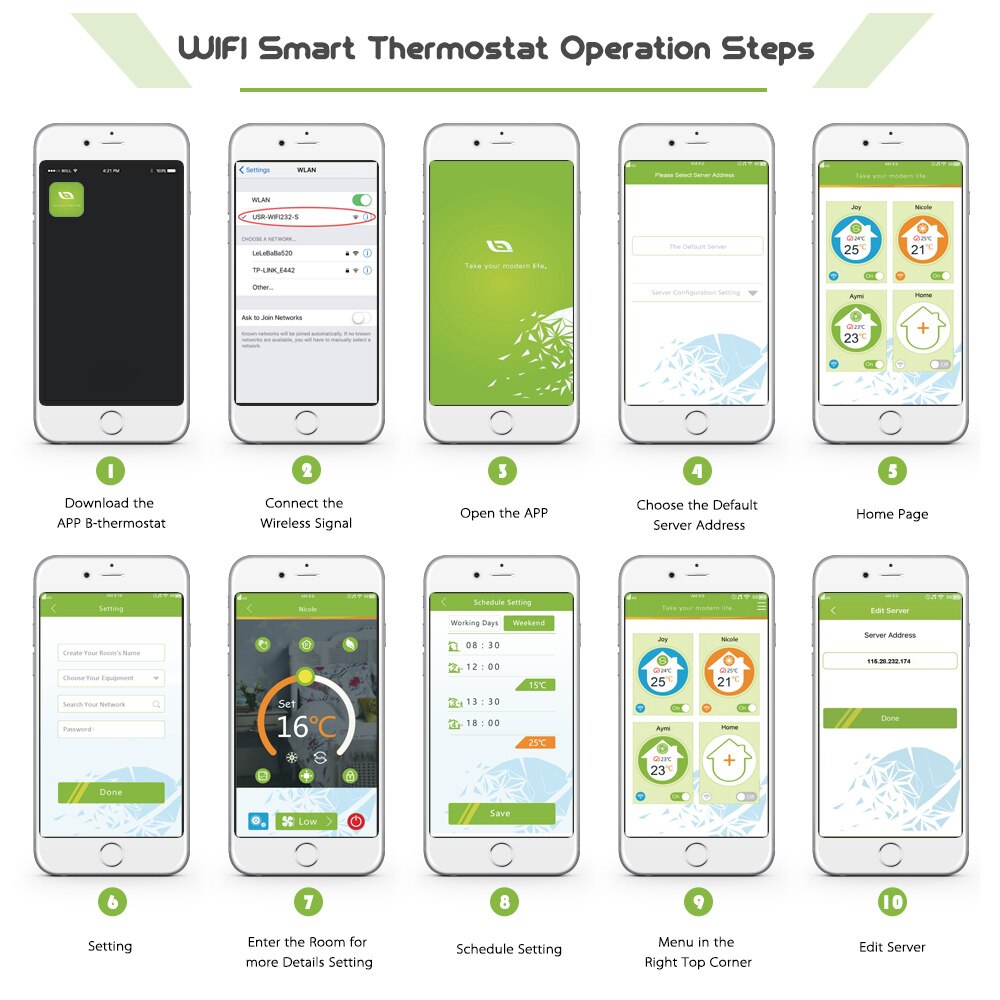 Water Heating Energy Saving Smart Thermostat with Touchscreen LCD Display Weekly Programmable Room Temperature Controller