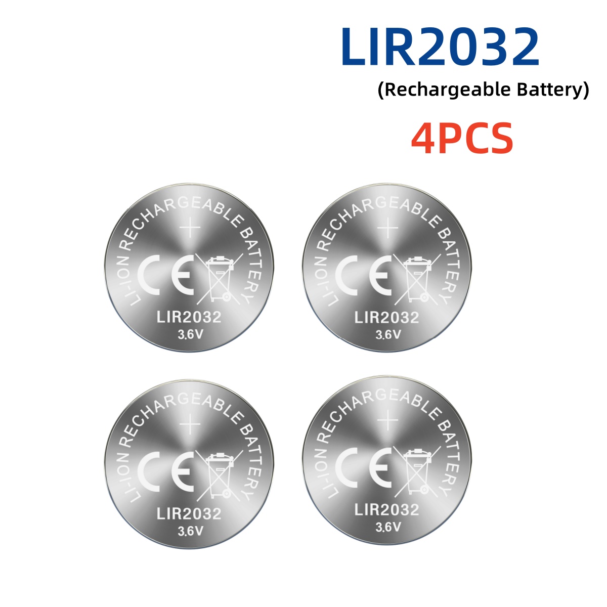Bateria de Lítio Recarregável LIR2032 3.6V 1-10PCS Célula Botão 2032 para Chaves de Carro: BRANCO