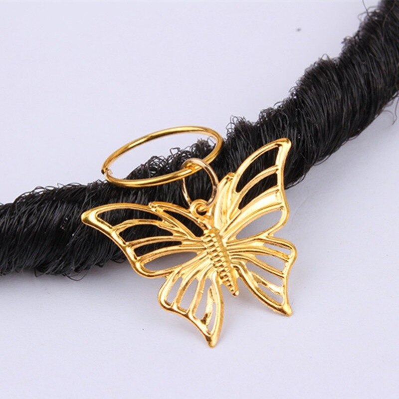 5 uds. De anillos ajustables para el cabello, tubos de mariposa hueca, cuentas de Rastas, trenza de pelo de aleación dorada, Clip para decoración del cabello
