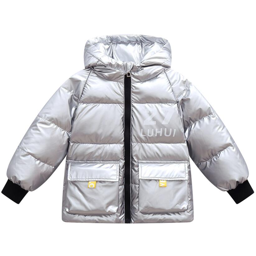 verdicken Warme Weiße Ente Unten Winter Helle Oberfläche freundlicher SnowCoat Schwergewicht Outfits Baby Jungen Mädchen Jacken Outwear: Silber- / 6T