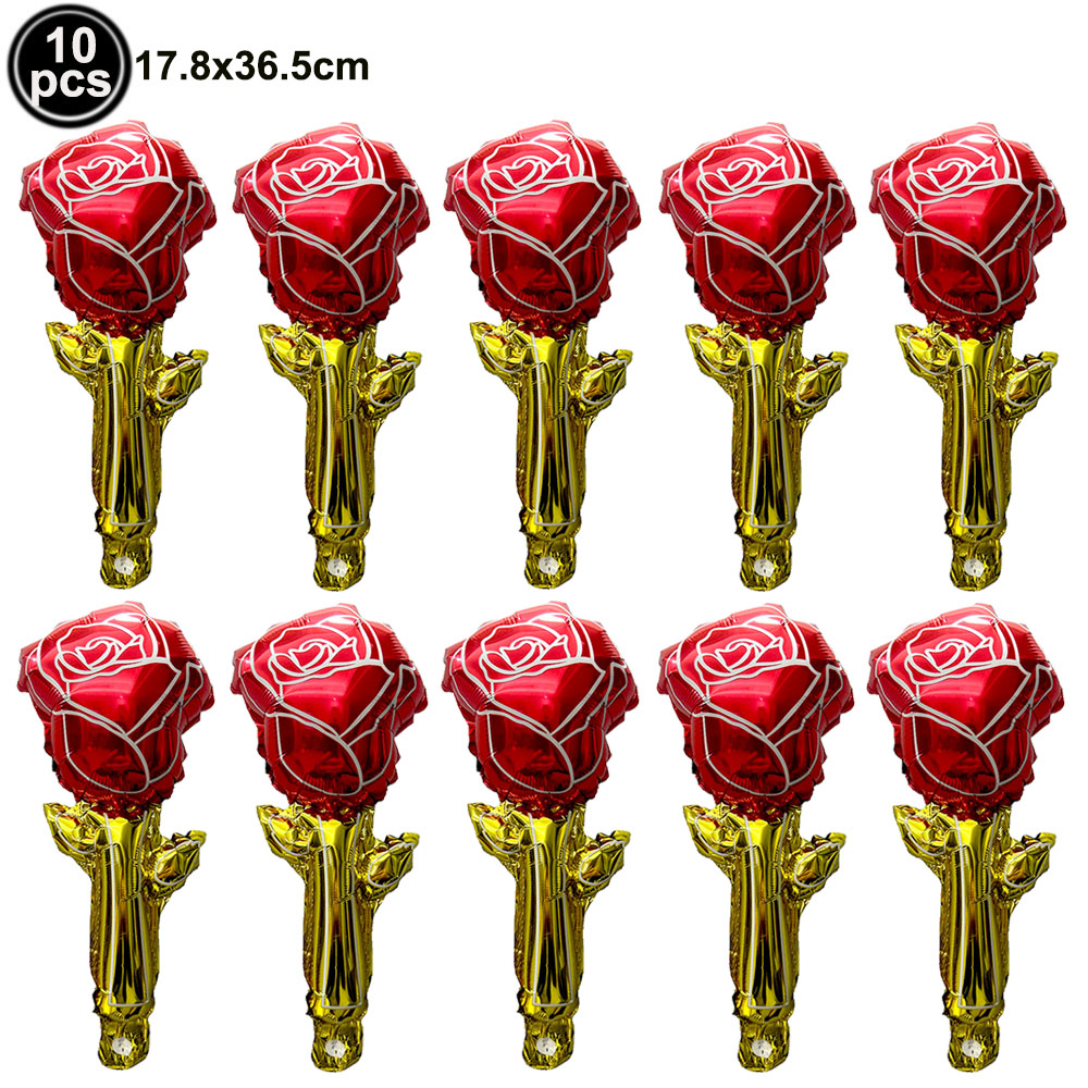 10pcs Mini Rose Flower Balloons Rose Shaped Balloons Birthday Wedding Balloon Mother's Day Decoration Baby Shower Party Supplies: RUBY