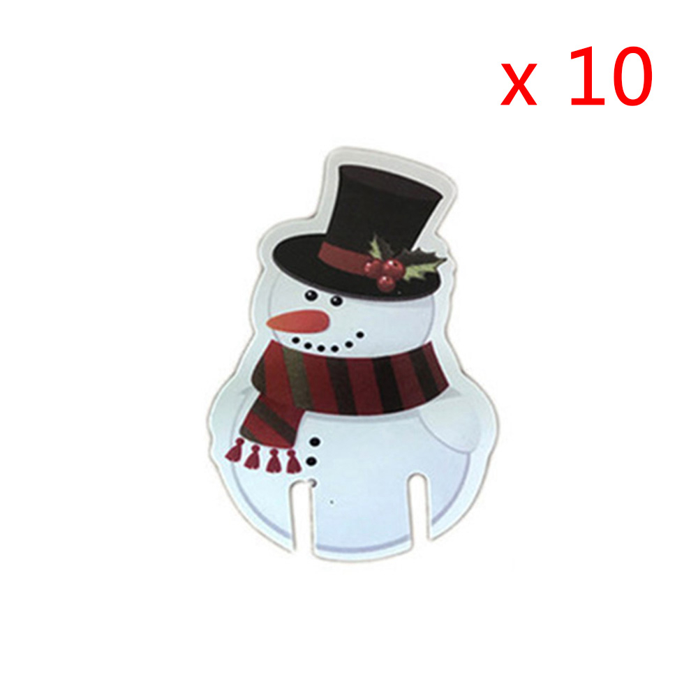 10 stk / parti julekopkort hjemmebord steddekorationer jul santa hat vinglas dekoration år fest forsyninger: Stil 8