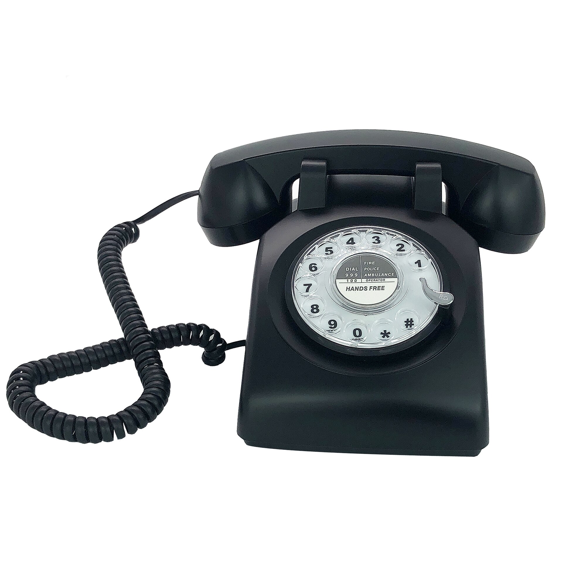 Téléphone portable rétro rose Vintage à cadran rotatif, téléphone fixe mains libres pour la maison/le bureau/l&#39;hôtel, téléphones anciens pour Senior: Black telephone