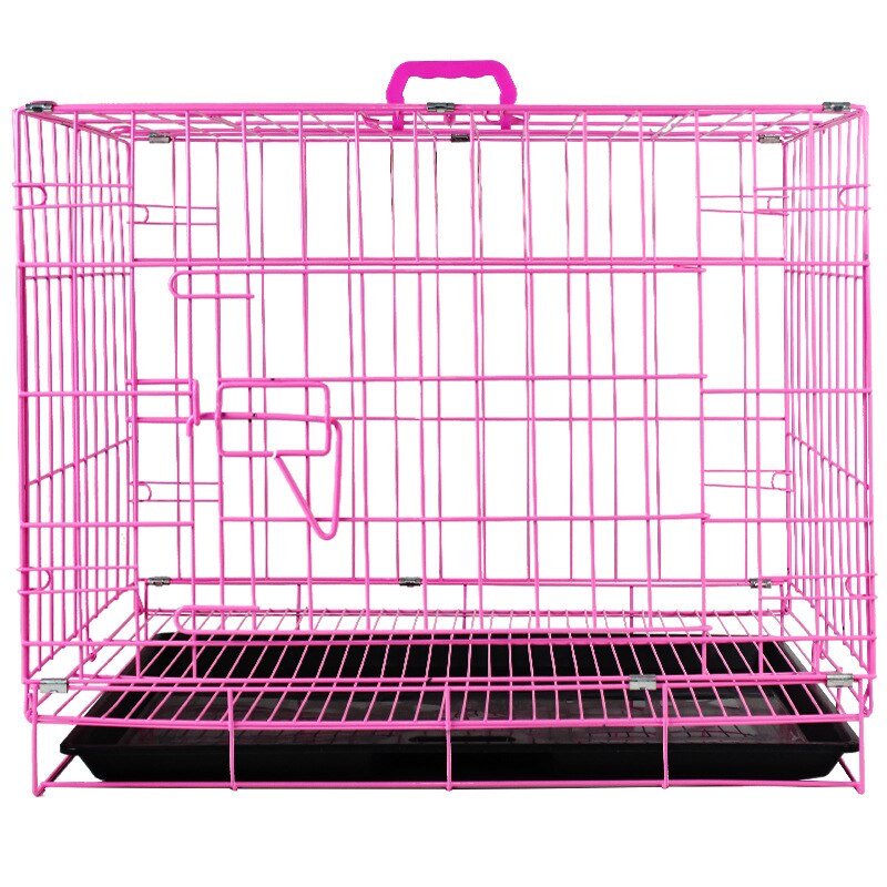 Teddy dog cage, dog cage wire folding pet cage wire small and medium-sized dog dog cage indoor household bold: 4 / 70x60x50