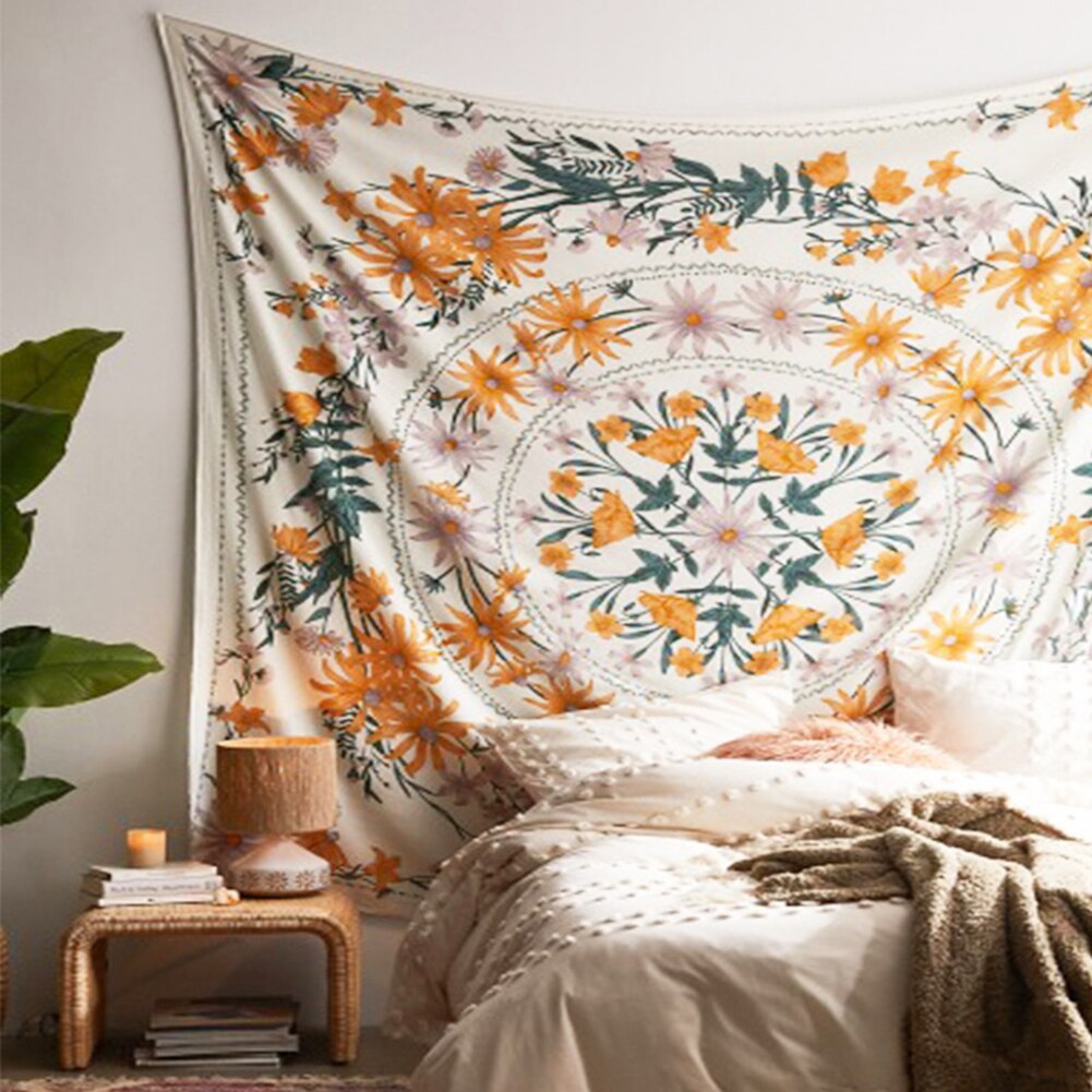 Tapiz colgante de pared de flores estilo bohemio manta decoración de fondo