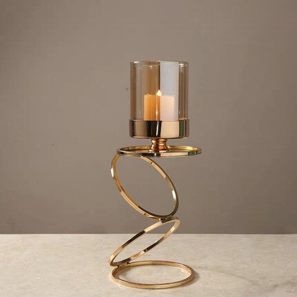 Guld metal lysestager bryllup dekorationer moderne lysestager guld centerpiece photophore verre glas lysestage  zt035: Stil 1 s
