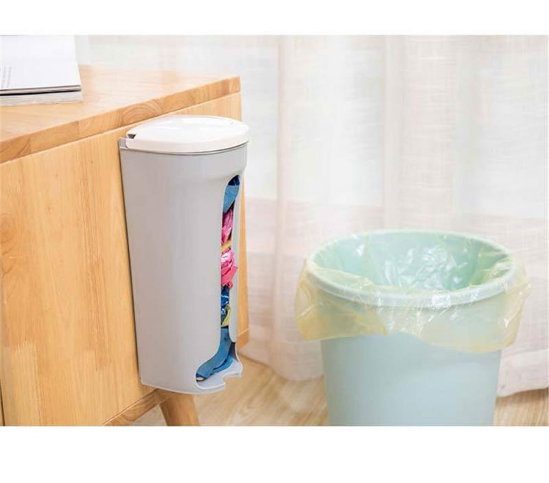 Kitchen Organizer Rack Plastic Garbag Bag Holder Stand Rubbish Trash Bag Basket Wall Mounted Hanging Storage Box Case With Cover