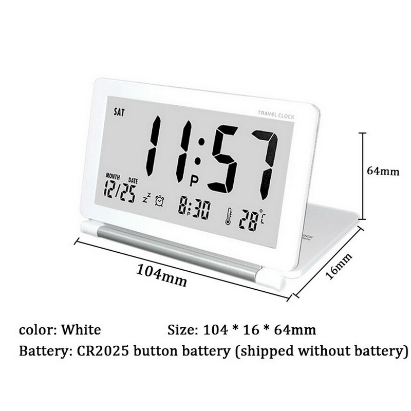 Elektronische wekker reisklok tafelklok multifunctioneel stil lcd digitaal groot scherm opvouwbaar led snooze-functie 62