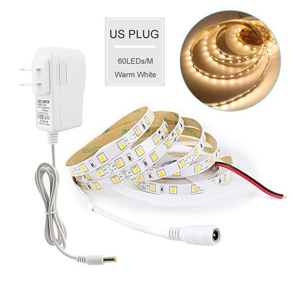 Dimbare Touch Schakelaar 4040 SMD LED Strip 12V 5M 110V 220V LED Flexibele Licht Diode Tape LED Lint Onder Kast Keuken Licht: 300led Warm White US