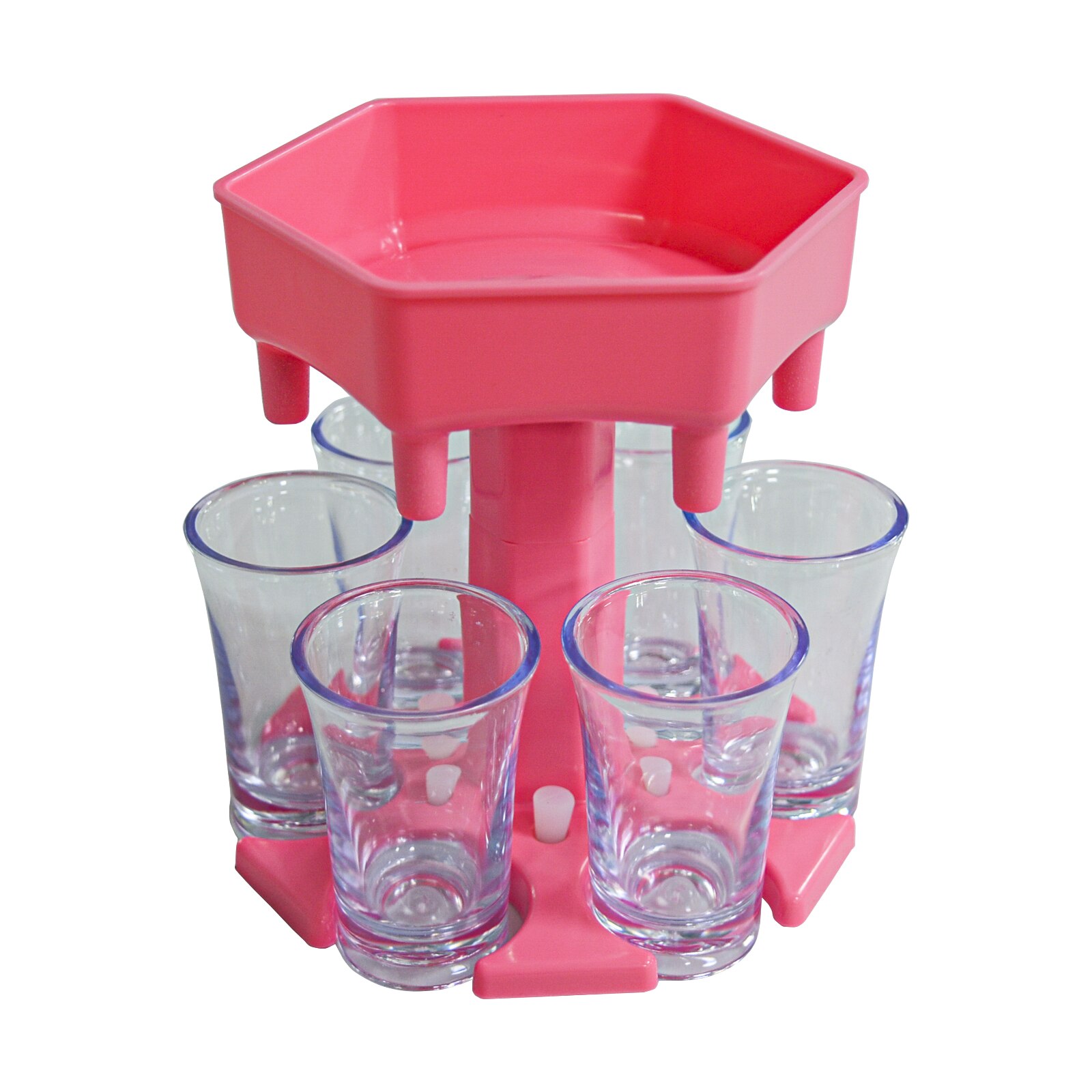 Wine Dispenser Glass Holder with 6 Cups Set Whisky Beer Dispenser for Bottle Liquor Container Party Accessories Drinking Games: Pink-6 Clear Cups