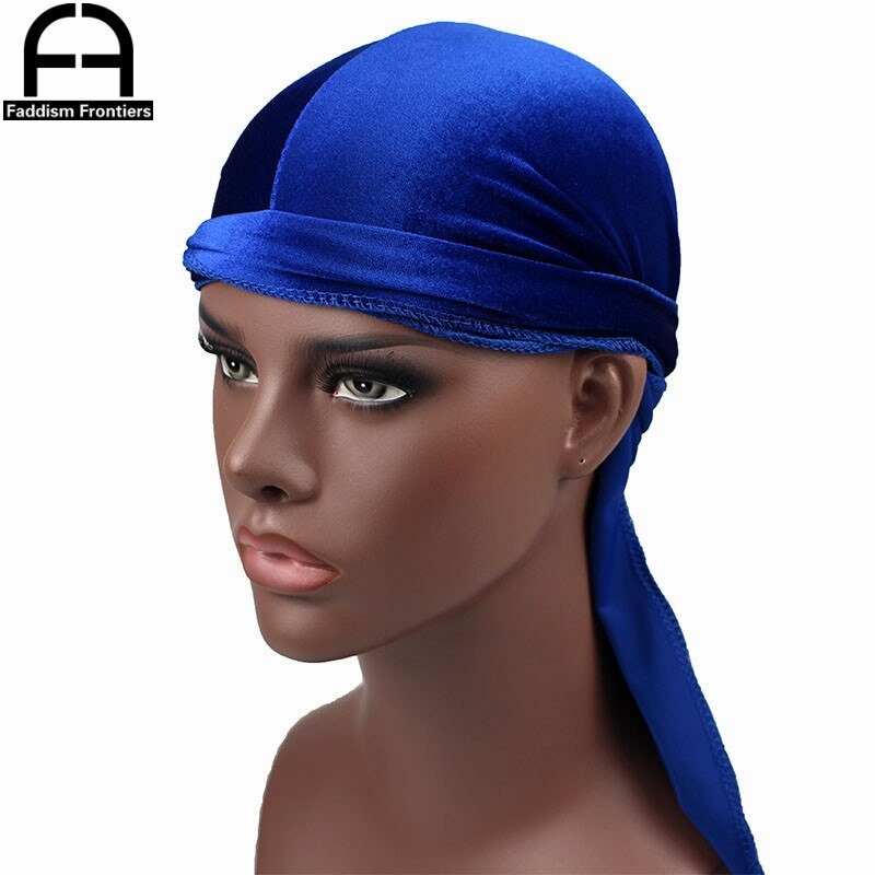Men's Velvet Durags Bandana Turban Hat Wigs Doo Men Durag Biker Headwear Headband Pirate Hat Hair Accessories: Blue