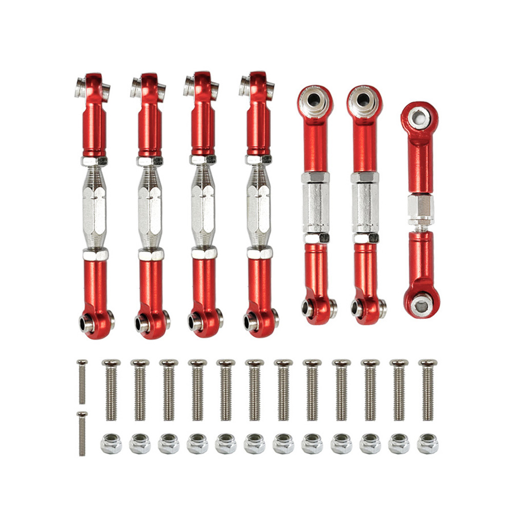 Juego de varillas de dirección con varilla de tracción servo de conexión de metal para WLtoys 1:14 144001 124018 124019 Piezas de actualización de coche RC: Azul marino
