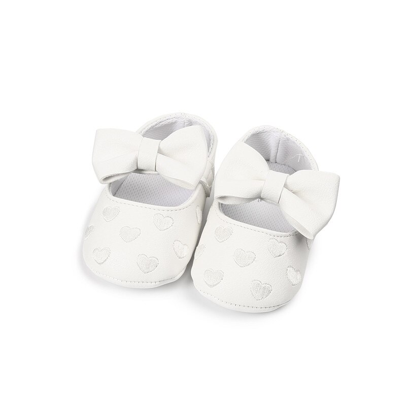 3 stijl Pasgeboren Baby Baby Meisjes Jongens Mooie Causale Schoenen Wieg Schoenen Lederen Hart Print Haak Soft Sole Baby Schoenen 0-18M: WHITE / 13-18 months