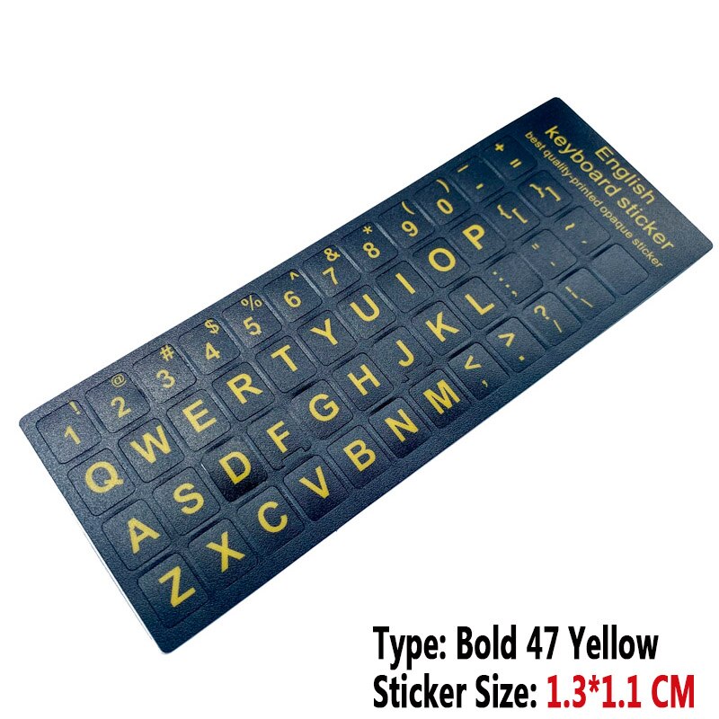 SR English Language 16 Standard Waterproof Keyboard Cover Stickers Layout Button Letters Computer Laptop Skins Accessories: Bold 47 Yellow