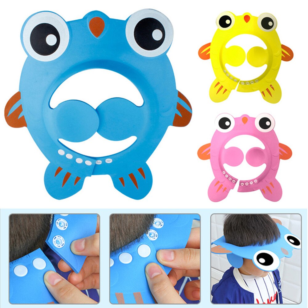 Baby Adjustable Cartoon Shower Cap Hair Wash For Bath Waterproof Protective Shield Hat