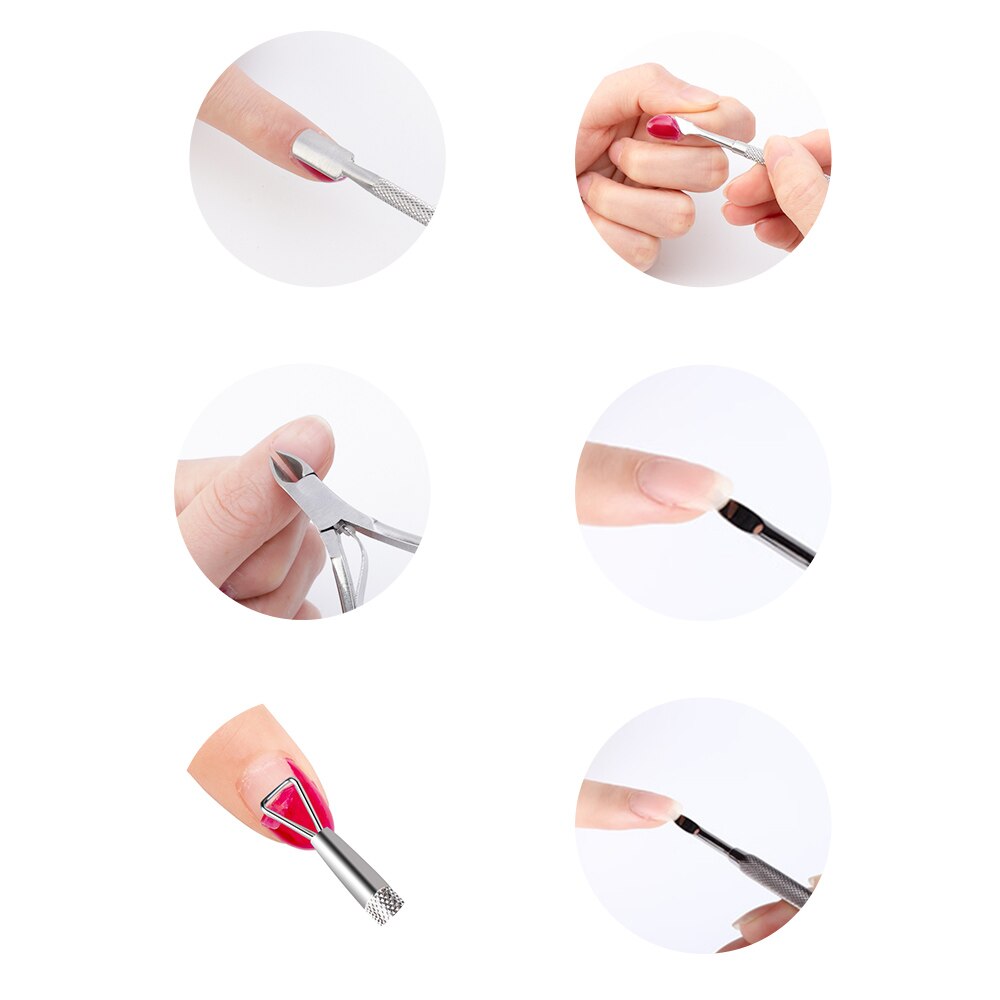 Edelstahl Häutchen Nagel Drücker Nagel Dreieck Häutchen Pusher Schäler Nagellack Häutchen Entferner Werkzeuge für Fingernagel
