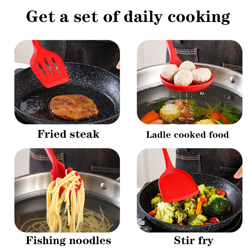 10 st silikon köksredskap köksredskap värmebeständigt kök non-stick köksredskap bakverktyg matlagning verktyg paket