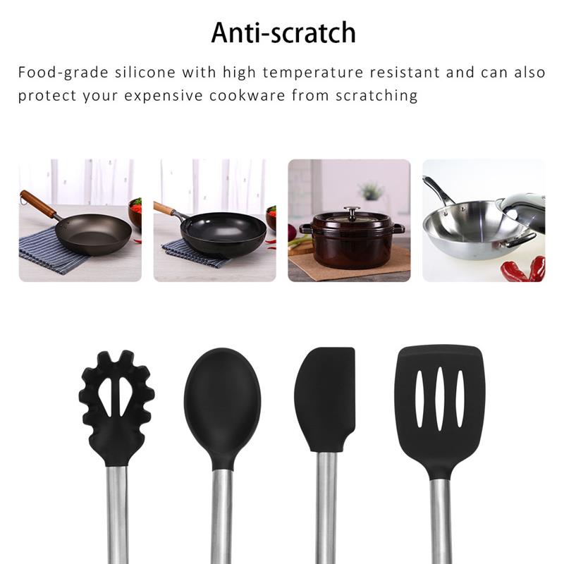 9 pcs/lot ensemble d'ustensiles de cuisine en Silicone Set de cuisine en acier inoxydable ustensiles de cuisine ustensiles de cuisine spatule ustensiles de cuisine