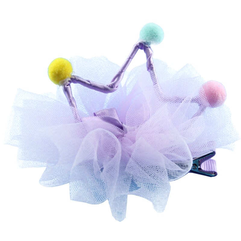 Pinza para el pelo con pompón para mascota, accesorio con lazo, corona para el pelo de perro, accesorios para el cuidado del cabello, 1 pieza