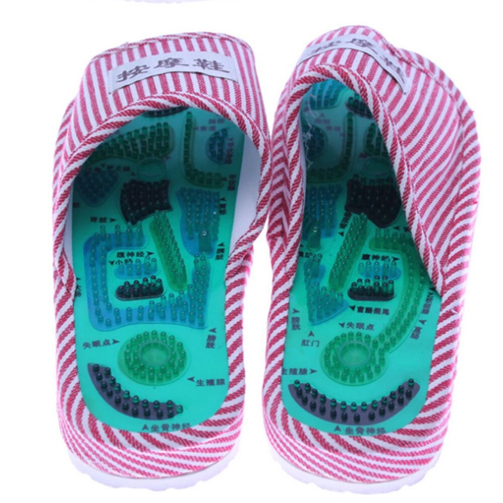 Gezonde strepenpatroon reflexologie voet acupunctuur pantoffel massage bevordert de bloedsomloop ontspanning voet goede verzorging schoenen 25cm