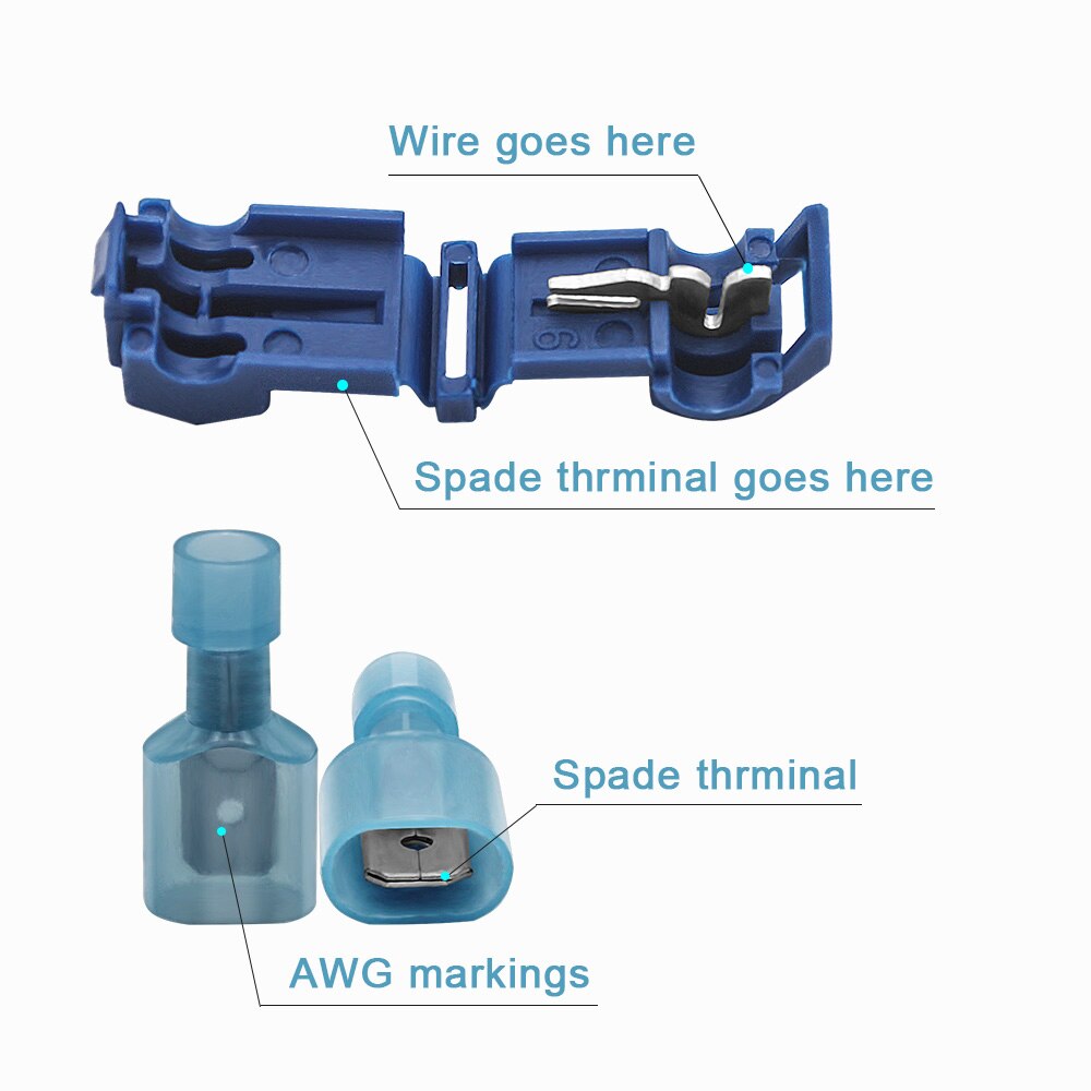 240 PCS T Tap Electrical Yellow, Red Blue Electrical Connectors Quick Wire Splice Taps and Insulated Male Quick Disconnect Term