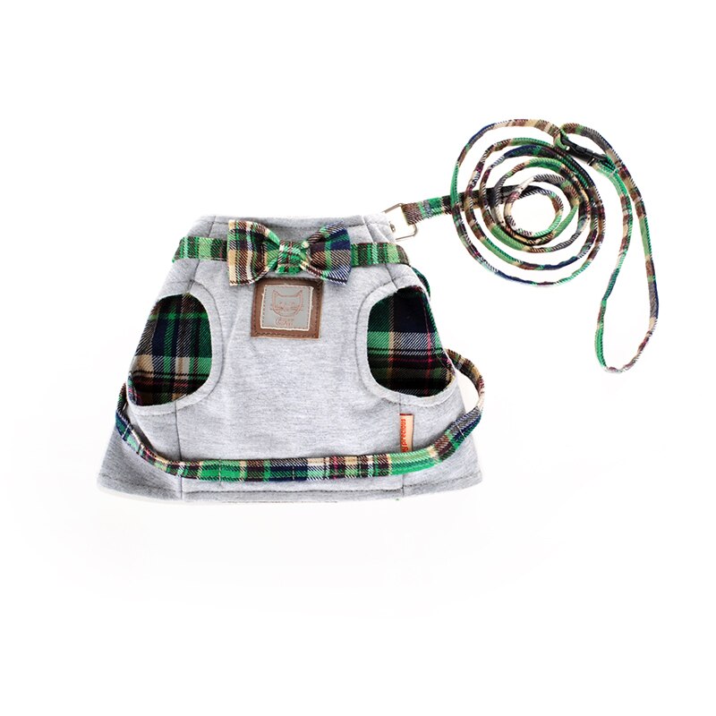 Samll Dog Harness Walking Fabric Harness Set Style 2 High Jacket+Leash Size British: Green / M