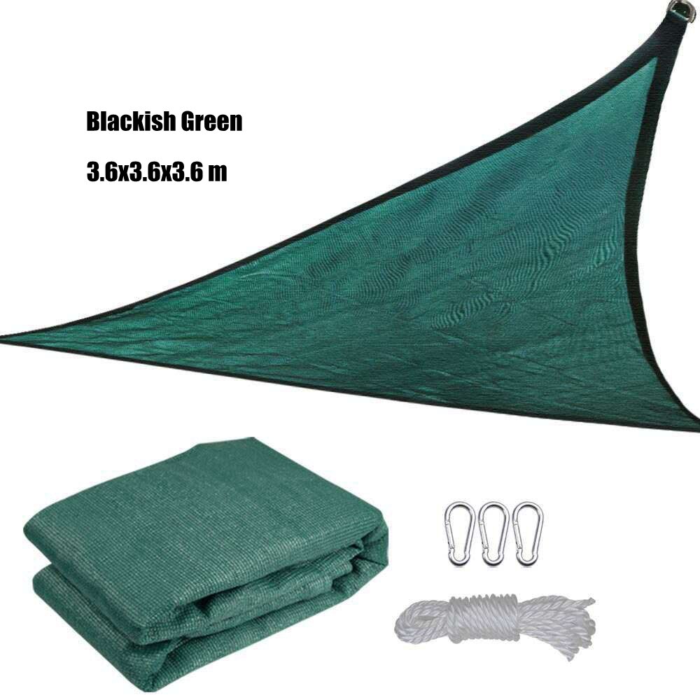 Toldo Triangular Anti-UV HDPE para exteriores, toldo para jardín, Patio, piscina, toldo de vela de sombra, cubierta de planta, tela de sombreado a prueba de viento: B-Green 3.6x3.6x3.6m