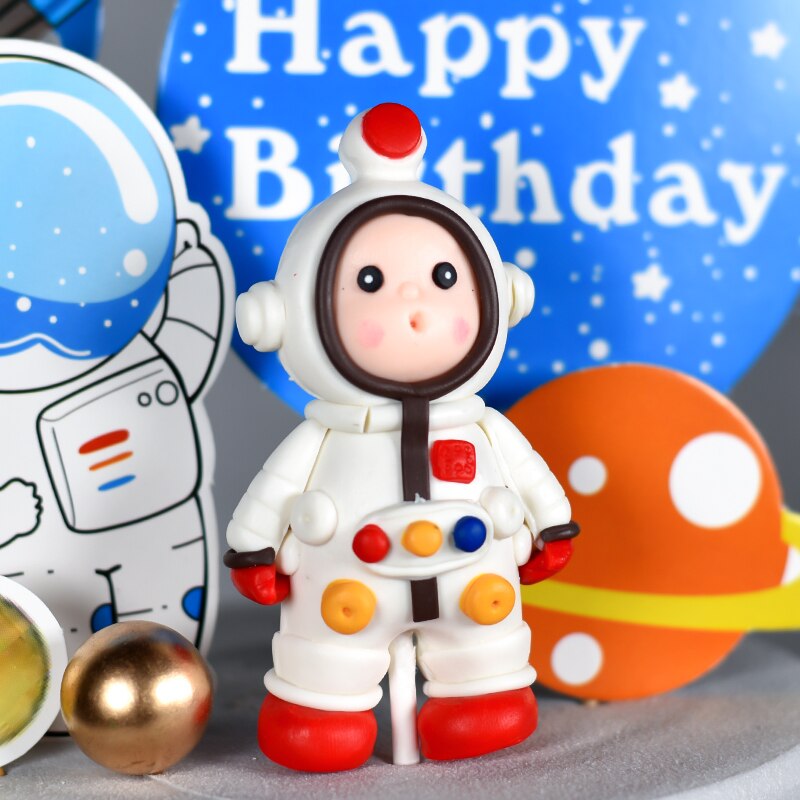 Cakelove 1 set astronaut Spacecraft Rocket Universe Cake Topper with Toothpick for Birthday Party Decoration Dessert
