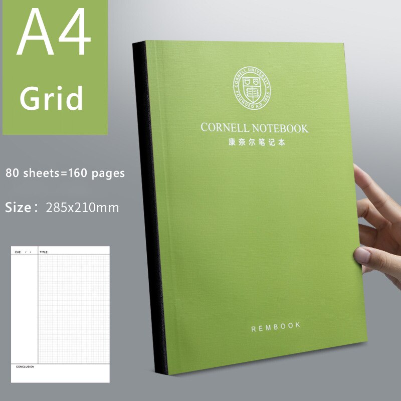 Cornell Notebooks Horizontal Line Grid Page A4 Thickened Large Super Thick Book Diary Planner Mind Map Stationery For Study Work: 08