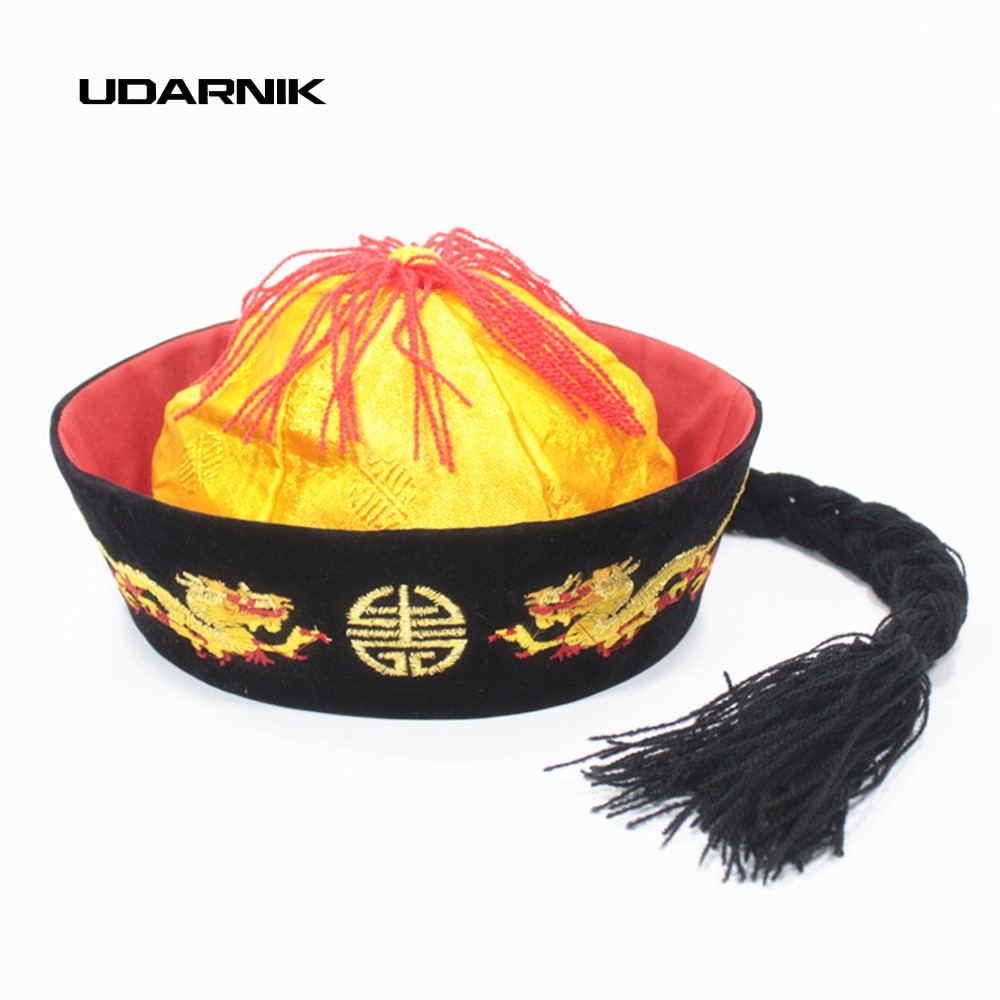 Chinaman Hoed Draken Qing-dynastie Keizer Tang Kostuum Cap Verhuurder Chinese Traditionele China Vintage Fancy Dress 904-093