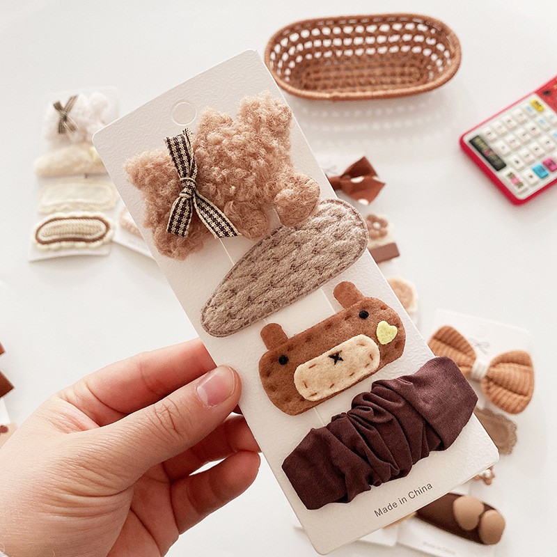 2022 4 Pcs Set Kids Zoete Boog Haarspelden Kawaii Boog Bloem Meisjes Haarspelden Meisje Haar Accessoires Kids Hoofddeksels: 4pcs 1