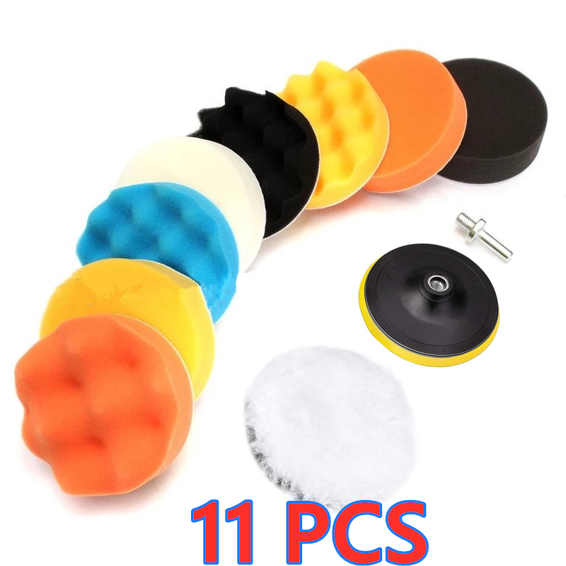 Kit de almohadillas de esponja para pulir autos, Kit de almohadillas de espuma, máquina pulidora, almohadillas de cera para automóviles, motocicletas, vehículos de motor, elimina arañazos: Marrón