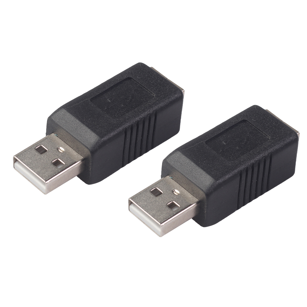 2Pcs USB Type A Male to USB Type B Female Printer Adapter Converter Black