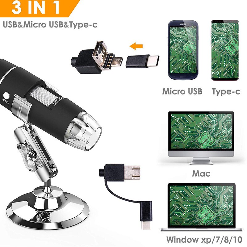 Three In One High-definition Digital Microscope Industrial Microscope 300000 1000 Times Led Light Electron Microscope
