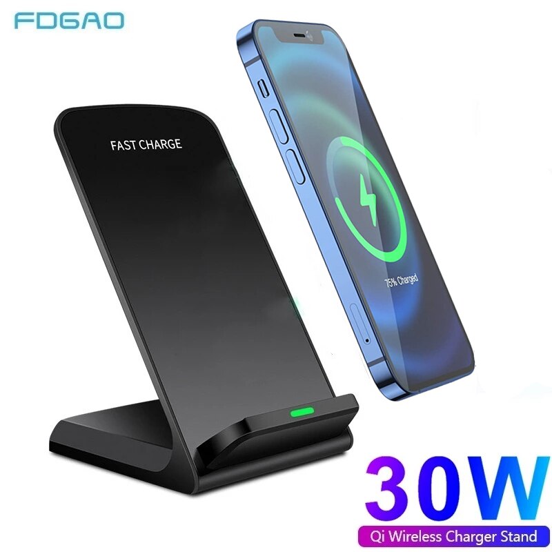 FDGAO 30W Qi Drahtlose Ladestation Für iPhone 12 11 Profi XS XR X 8 Schnelle Ladung Dock Bahnhof telefon Ladegeräte für Samsung S21 S20