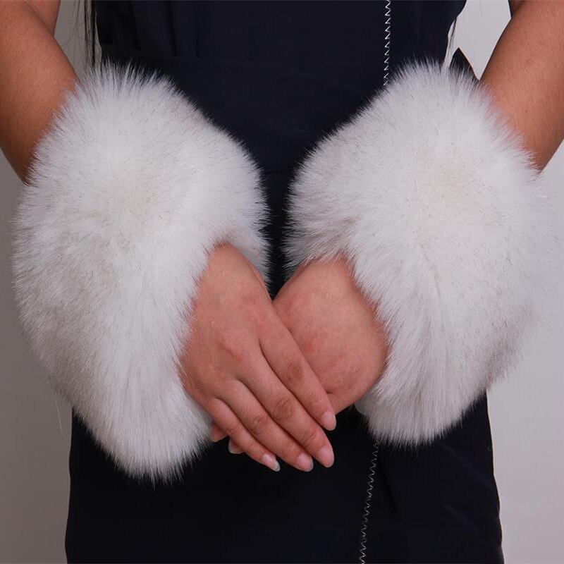 Manchettes élastiques en fausse fourrure pour femme, accessoires de vêtements chauds d&#39;hiver en peluche