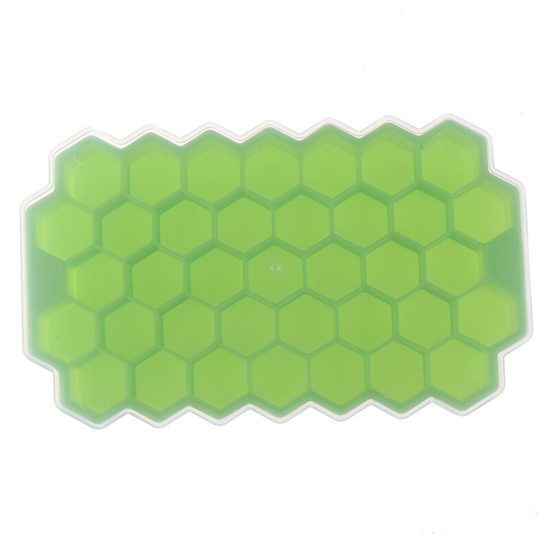 Silikone bikageformet isterning bakke isfremstillingsform med låg med 37 rum: Grøn