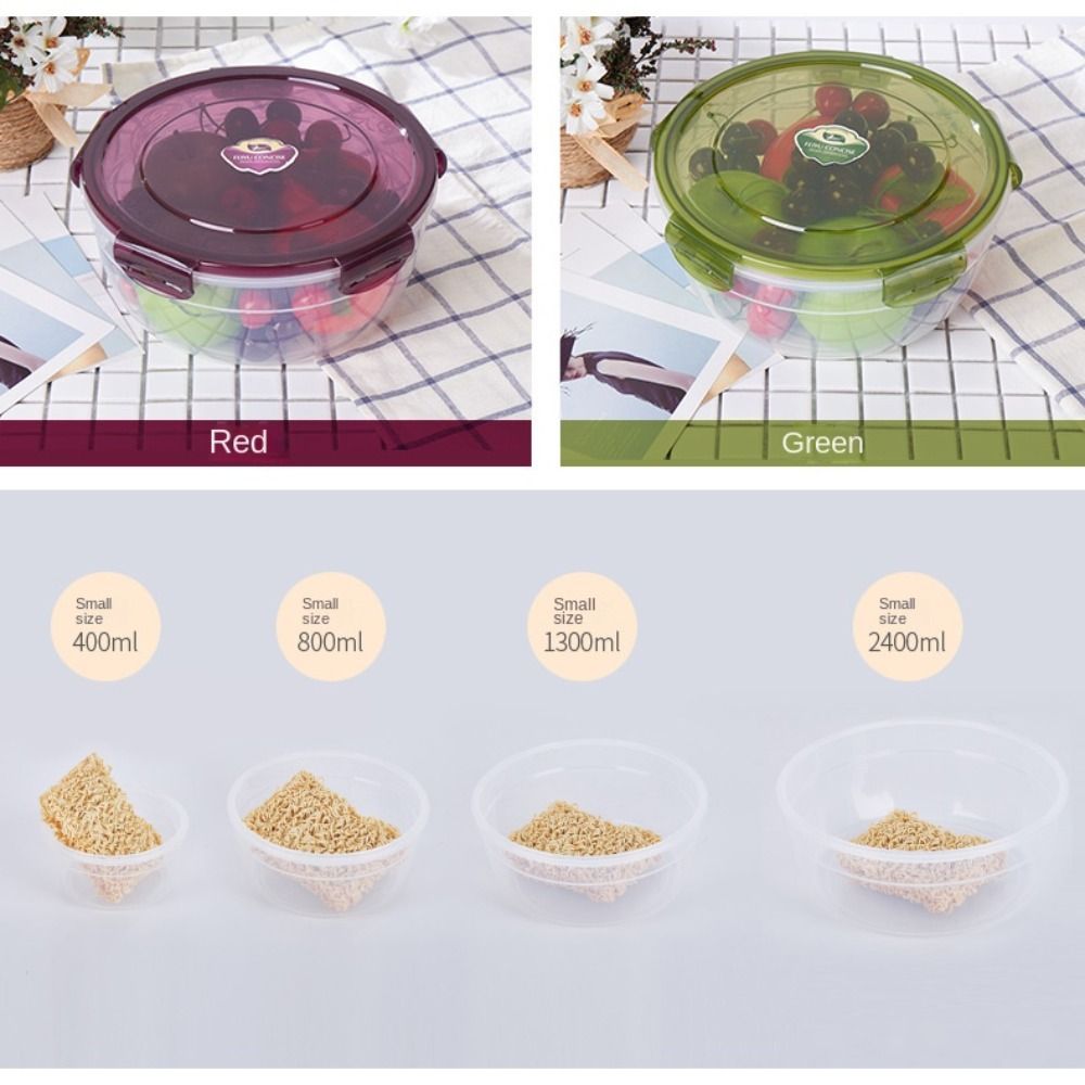 Boîte de rangement ronde en plastique avec couvercle, bac à légumes transparent empilable, scellé, rectangulaire, beaucoup, sûr, 1/4 pièces