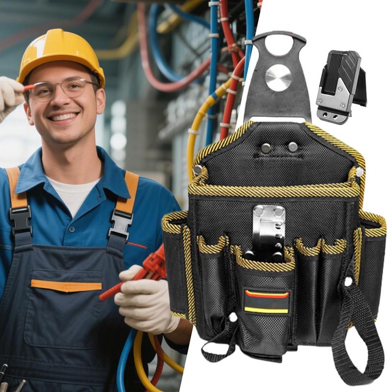Bolsa de herramientas de cintura para electricista, bolsa organizadora de herramientas para técnico con múltiples bolsillos, funda ligera para cinturón de carpintero de gran capacidad