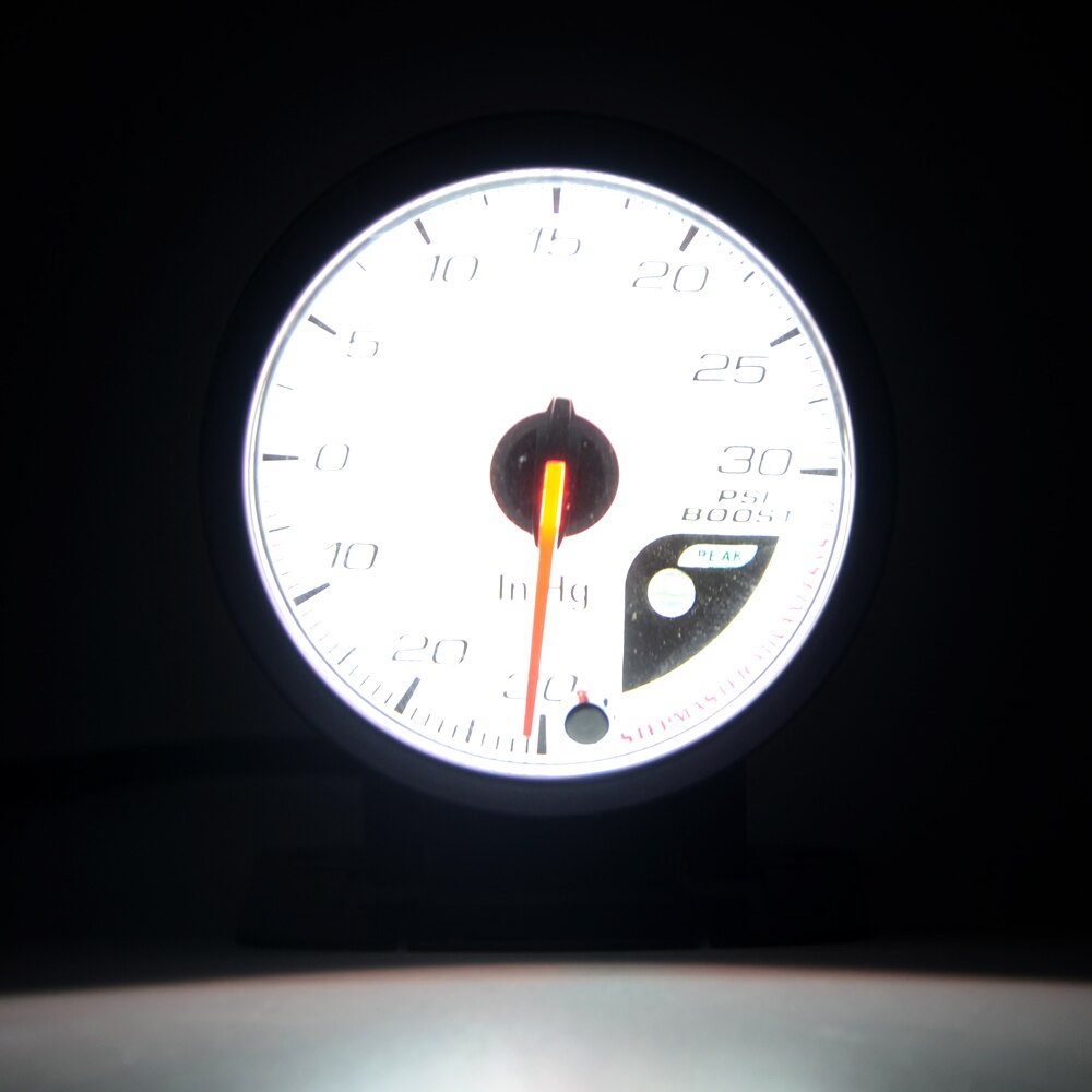 Dragon Gauge 60MM -30-30 PSI Boost Turbo Gauge White Face Dual Led Color Display