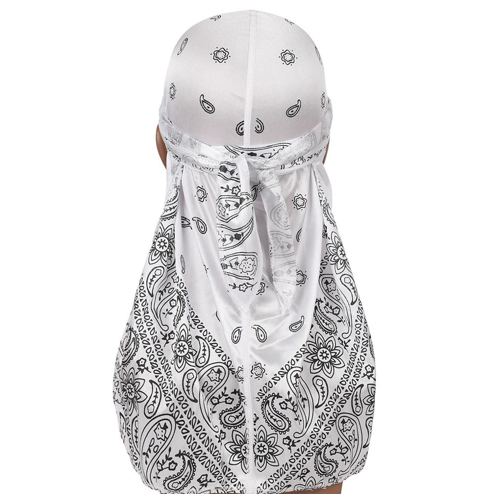 Herr durag hip-hop bandanna cap rapper turban hatt silkeslen pannband blommig du-rag huvudbonader kemoterapi cap amoeba pirat hatt