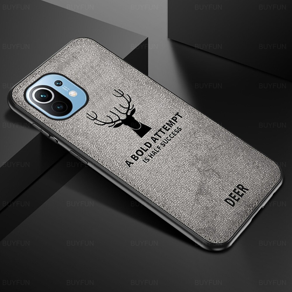 Mi11 Lite 5G NE Fall 3D Deer Muster Tuch Stoff Zurück Abdeckung Für Xiaomi Mi 11 Lite Licht 11 lite TPU Weichen Rahmen Stoßfest Coque: Mi 11 Lite 5G NE / Gray