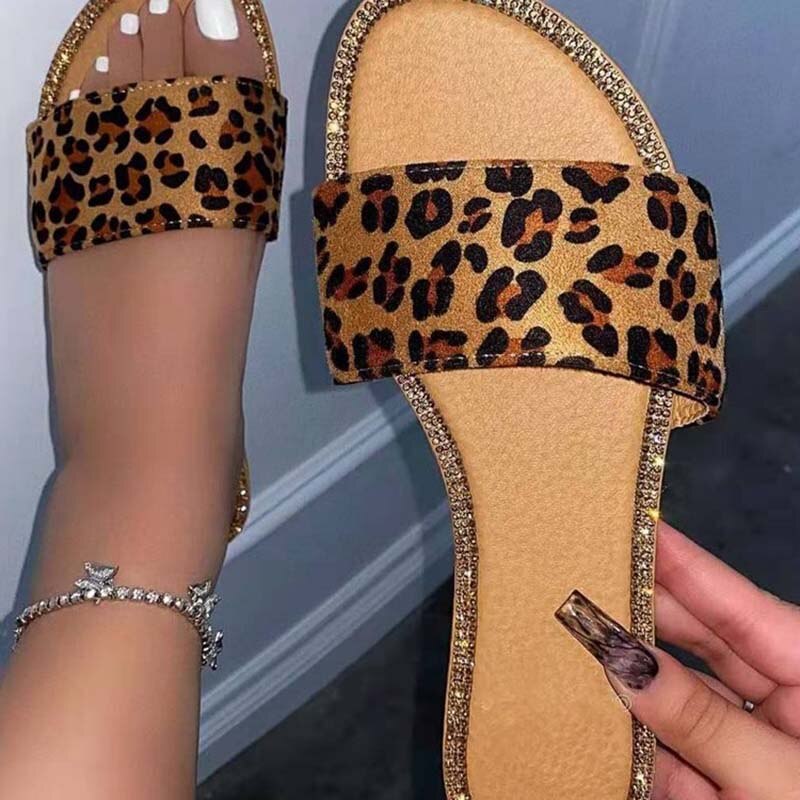 Sandales femme Chaussures Plates Femme Léopard Plate-Forme Chaussures de Confort Plat Sandales Femmes Chaussures D'été de Plage Sans Lacet De De