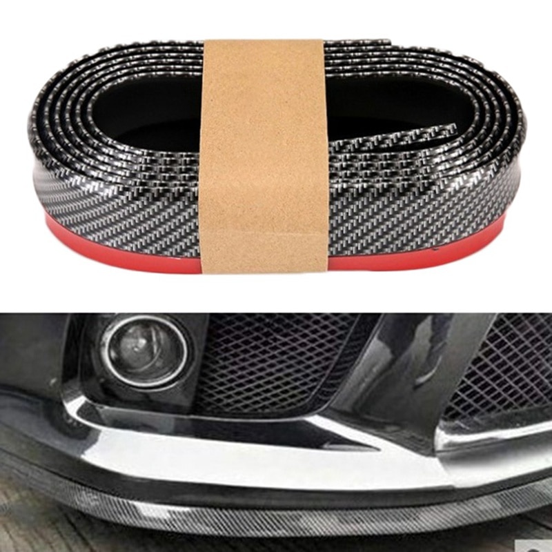Banda de goma Universal para parachoques de labio para accesorios de coche, fibra de carbono suave frontal, 55mm de ancho, tira de 2,5 m de largo, exterior de coche