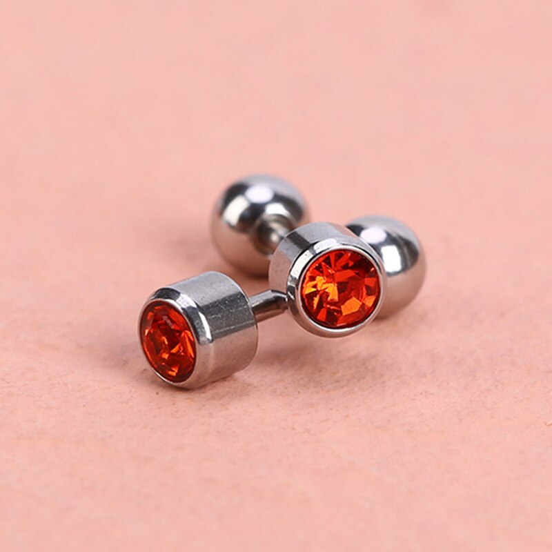 1 paar Medizinische Edelstahl Kristall Schraube Runde Ball Stud Ohrringe Ohr Knochen Nagel Knorpel Ohrring Ohr Piercing Körper Schmuck: Color 13